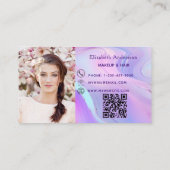 Lila holografisches Foto qr Visitenkarte (Rückseite)