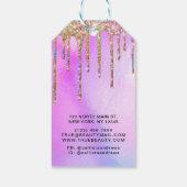 Lila Holographic Glitzer Tropfen Kleidermarken Geschenkanhänger (Rückseite)