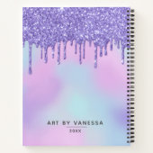 Lila Holographic Glitzer Tropfens Artist Sketchboo Notizblock (Rückseite)