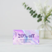 Lila holograpisches QR-Geschäft in Rosa Rabattkarte (Stehend Vorderseite)