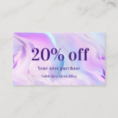 Lila holograpisches QR-Geschäft in Rosa Rabattkarte (Vorderseite)