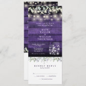 Lila Holz-Blumenkästen in einer Hochzeit Einladung (Vorne/Hinten)