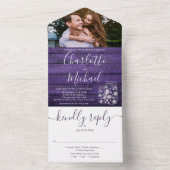 Lila Holz String Lights Mason Jars Foto Hochzeit All In One Einladung (Innen Boden)