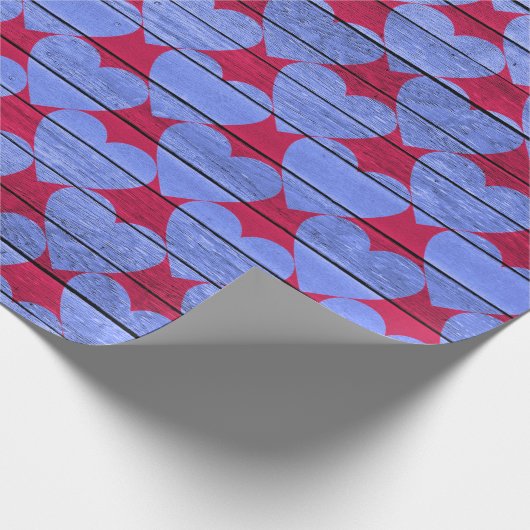 Lila Holzherzenmuster Geschenkpapier (Ecke)