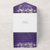 Lila Holzstring Lights QR Code Blumenhochzeit All In One Einladung (Außenbereich)