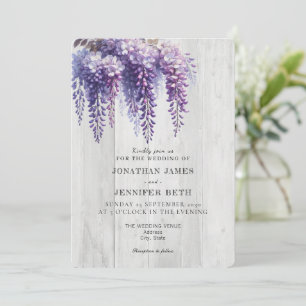 Lila Holzwisteria-Blumen-Hochzeitseinladung Einladung