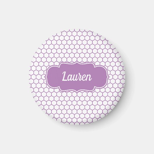 Lila Honeycomb-Individuelle Name Magnet (Vorne)