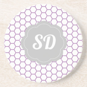 Lila Honeycomb-Monogram Getränkeuntersetzer