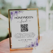 Lila Honeymoon Fund QR Code Sign, Wedding Einladung