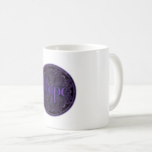 Lila Hope Mandala Kaffeetasse (VorderseiteRechts)