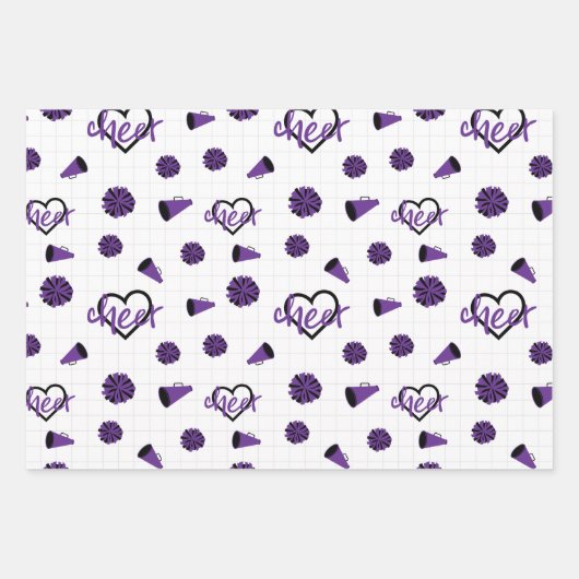 Lila Hörer, Pom Poms, Megaphone Muster Geschenkpapier Set (Vorderseite 3)