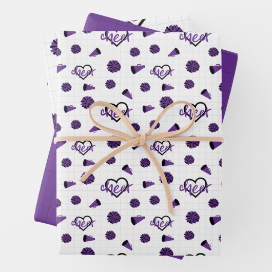 Lila Hörer, Pom Poms, Megaphone Muster Geschenkpapier Set (Beispiel)