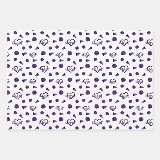 Lila Hörer, Pom Poms, Megaphone Muster Geschenkpapier Set (Vorderseite)