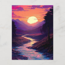 Lila Horizonte über das Flusstal.