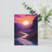 Lila Horizonte über das Flusstal. Postkarte (Stehend Vorderseite)