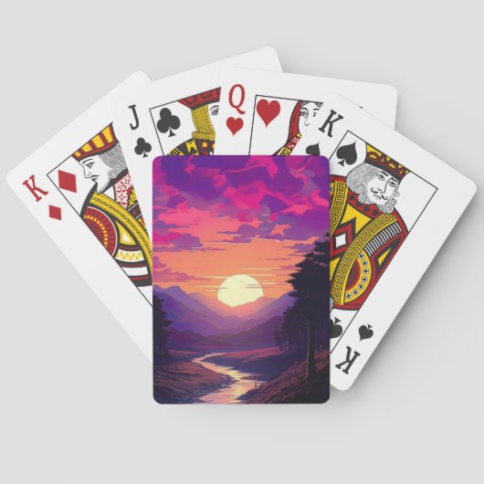 Lila Horizonte über das Flusstal Spielkarten (Rückseite)