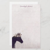 Lila Horse Dreamy Boho Chic Monogram Briefpapier (Vorne/Hinten)
