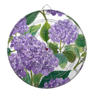 Lila Hortensie Wasserfarbe Floral Küste Dartscheibe