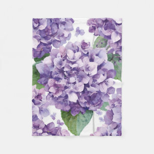 Lila Hortensie Wasserfarbe Floral Lavendelblüte Fleecedecke