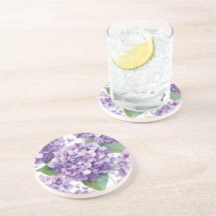 Lila Hortensie Wasserfarbe Floral Lavendelblüte Getränkeuntersetzer