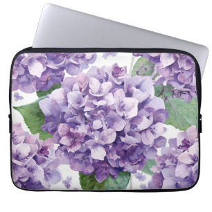 Lila Hortensie Wasserfarbe Floral Lavendelblüte Laptopschutzhülle