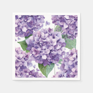 Lila Hortensie Wasserfarbe Floral Lavendelblüte Serviette