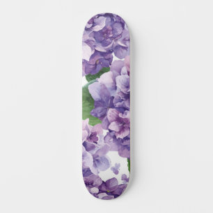 Lila Hortensie Wasserfarbe Floral Lavendelblüte Skateboard