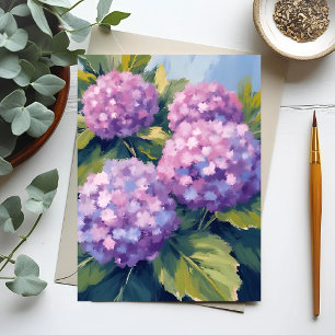 Lila Hortensien Aquarellmalerei Postkarte