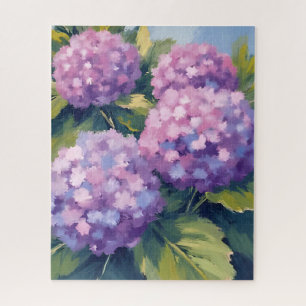 Lila Hortensien Aquarellmalerei Puzzle
