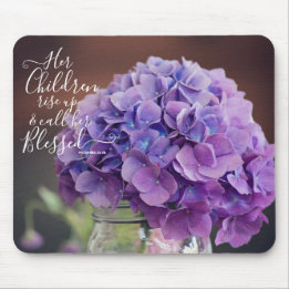 Lila Hortensien Christlicher Muttertagsspruch Mousepad