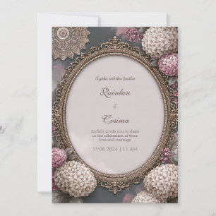 Lila Hortensien-Oval-Hochzeit Einladung