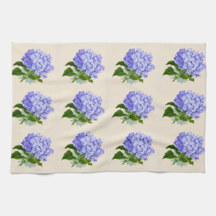Lila Hortensienblüten im Vintage-Muster Geschirrtuch