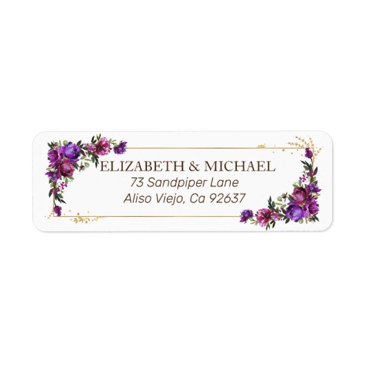 Lila Hot-Pink-Gold-Farbflora-Adresse (Vorne)