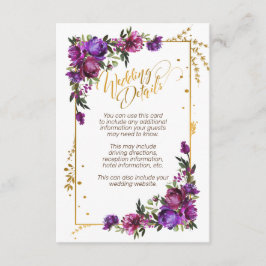 Lila Hot Pink Gold Farbflora Details Begleitkarte