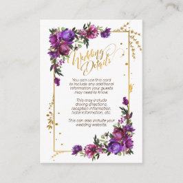 Lila Hot Pink Gold Farbflora Details Begleitkarte