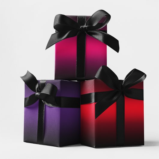 Lila Hot Pink und Red Elegant Black Ombre Mix Geschenkpapier Set