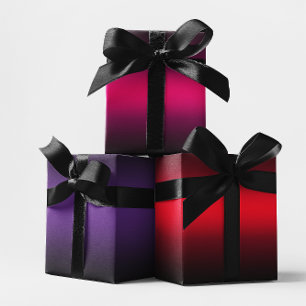 Lila, Hot Pink und Rot Elegantes schwarzes Ombre-M Geschenkpapier Set