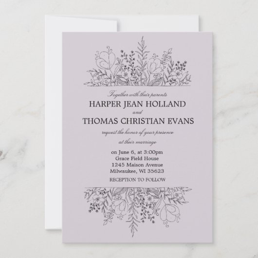 Lila hübsch einladung (Vorderseite)