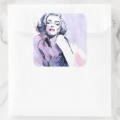 Lila hübsch quadratischer aufkleber (Tasche)