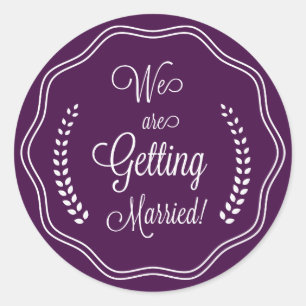 Lila Hübsches Skript-Siegel Save the Date Runder Aufkleber