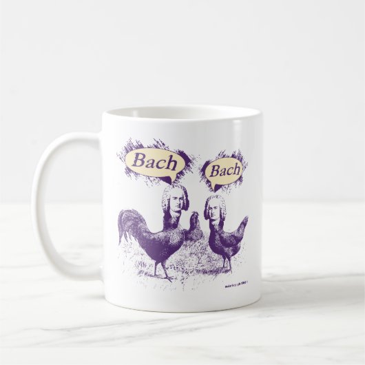 Lila Huhn Bach Wortspiel Kaffeetasse (Links)