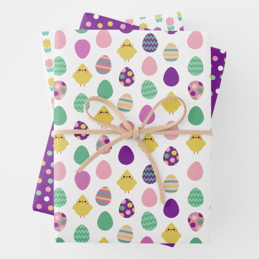 Lila Hühnereier Hühnereier Ostermuster Geschenkpapier Set (Beispiel)