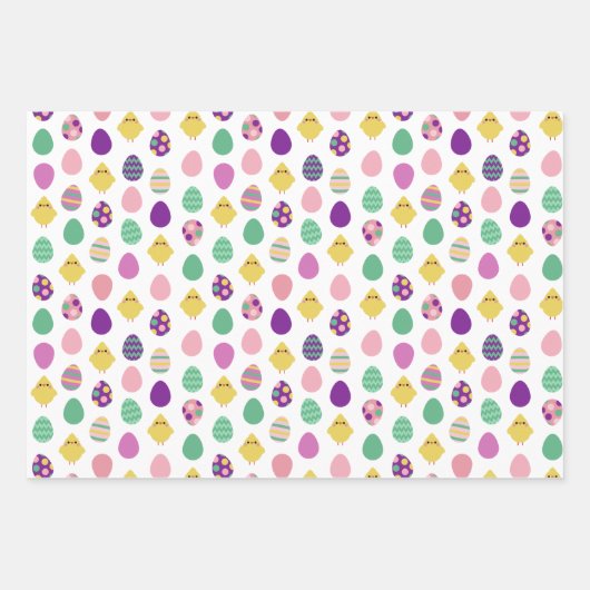 Lila Hühnereier Hühnereier Ostermuster Geschenkpapier Set (Vorderseite)
