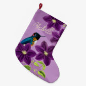 Lila Hummingbird Clematics Blume Hübsch Urlaub Großer Weihnachtsstrumpf (Vorderansicht (hängend))
