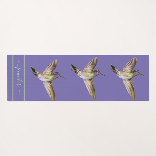 Lila Hummingbird Monogram Yogamatte (Rückseite (Horizontal))