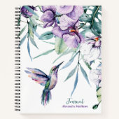 Lila Hummingbird und Personalisiertes Blumenjourna Notizblock (Vorderseite)
