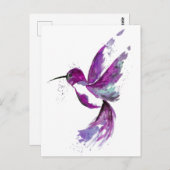 Lila Hummingvogel Postkarte (Vorne/Hinten)