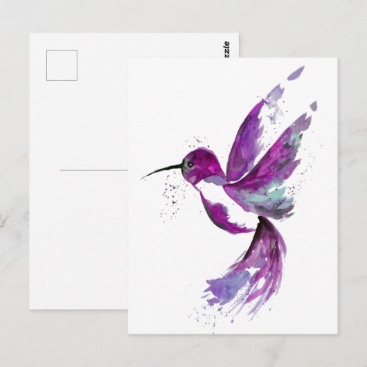 Lila Hummingvogel Postkarte (Vorne/Hinten)
