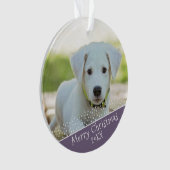 Lila Hund Haustier Foto Weihnachtsfeiertag Keepake Ornament (Vorderseite)