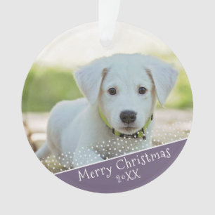 Lila Hund Haustier Foto Weihnachtsfeiertag Keepake Ornament